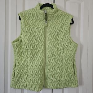 Taylor Brooke Quilted Vest Light Green Women's  SZ L